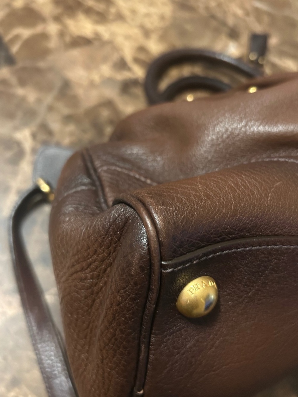 Prada Cervo Antik Leather Bowler Bag - Picture 8 of 16